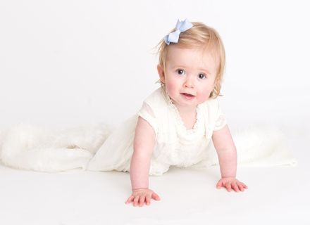 Esme toddler photoshoot by photographer Meagan, white background, studio, Horsforth