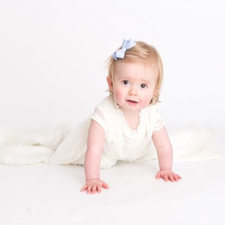 Esme toddler photoshoot by photographer Meagan, white background, studio, Horsforth