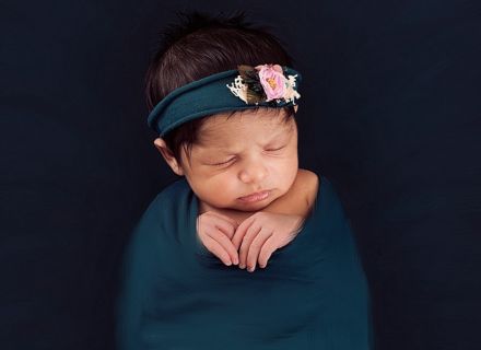 Fine art newborn Photography in teal