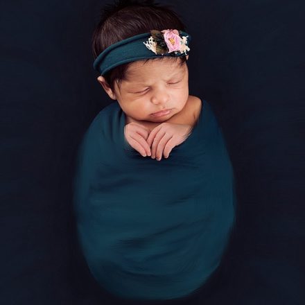 Fine art newborn Photography in teal