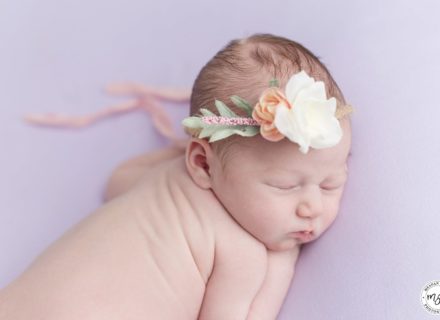 Newborn Ella on Lilac Background