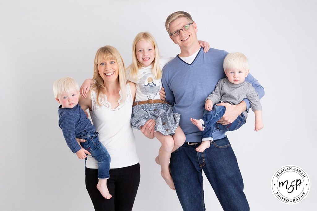 Family portrait in our studio taken on a white background.