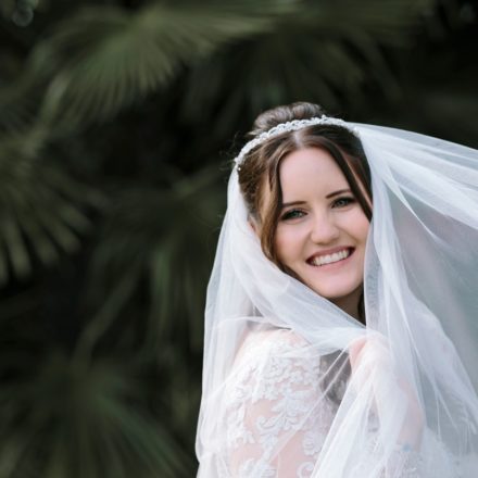Photo of beautiful bride with a veil portrait, Lotherton Hall