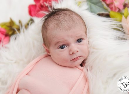 Beautiful baby girl with flower ring, newborn photography Leeds