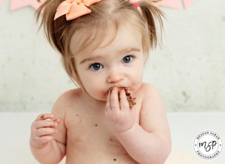 Adorable little Matilda Smashing her cake in her Cake Smash session