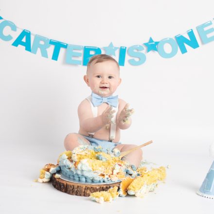 Baby first birthday cake smash photos in Leeds