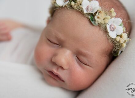 Beautiful newborn baby photography, floral headband, crown, flowers, Leeds, Studio