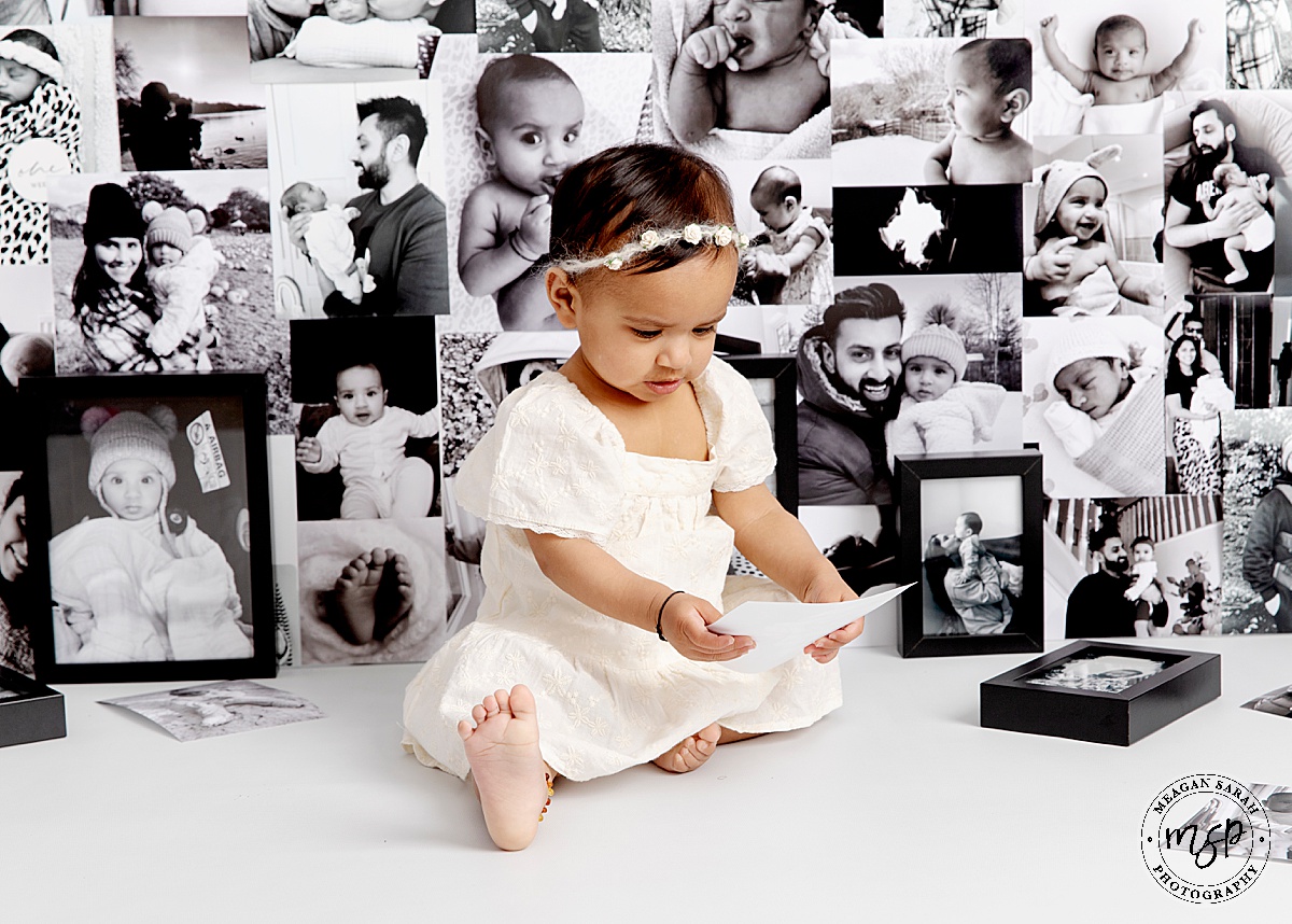 Photo wall,White backdrop,1st Birthday,Cake,First Birthday,Fun,Funny,Happy Birthday,Modern,Simple,Things to do with a toddler,Beautiful Photography,Children Photographer,High End,High Key,Meagan Sarah Photography,Photographer,Photography,Professional,Studio,Studio photographer,Floral headband,Girl,Horsforth,Leeds,West Yorkshire,
