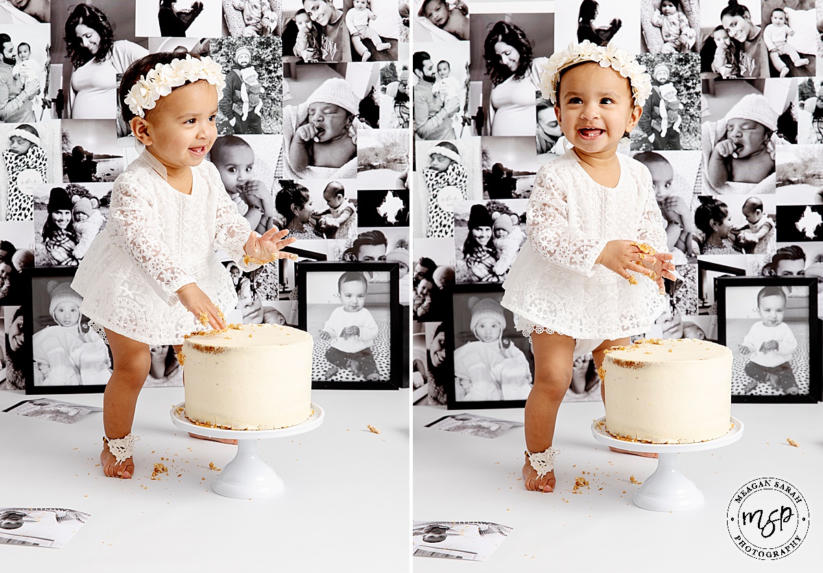 White backdrop,Photo wall,1st Birthday,Cake,First Birthday,Fun,Funny,Happy Birthday,Modern,Simple,Things to do with a toddler,Meagan Sarah Photography,Leeds,Horsforth,Floral headband,Beautiful Photography,Children Photographer,High End,High Key,Photographer,Photography,Professional,Studio,Studio photographer,Girl,West Yorkshire,