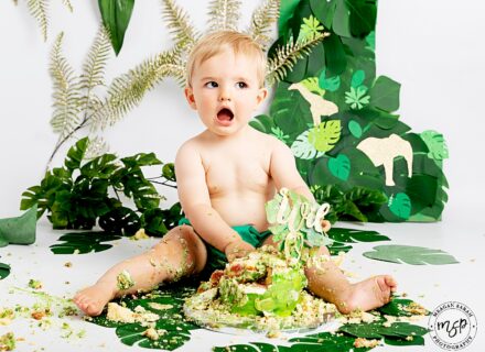 funny jungle themed cake smash